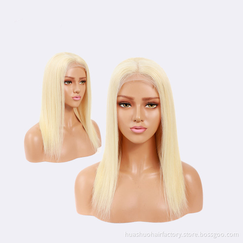 Cheap European Virgin Hair Blonde Brown Straight Wig Human Hair Wigs, Long Honey Ash Blonde 4*4 Closure Wig